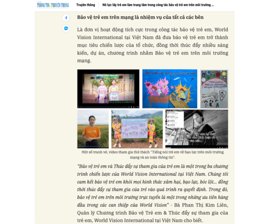 World Vision puts children at the heart of every child online safety actions.