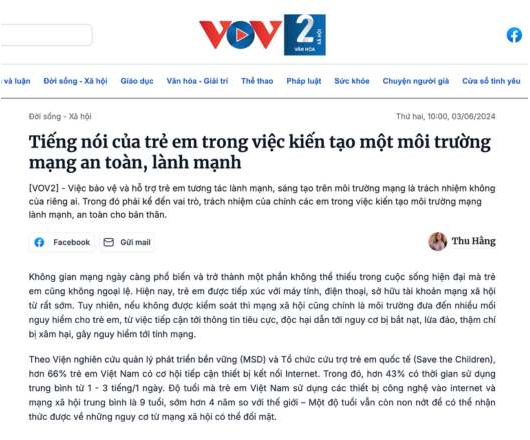 Tiếng nói của trẻ em trong việc kiến tạo một môi trường mạng an toàn, lành mạnh